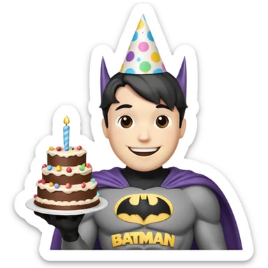 Batman celebrates at a birthday party sticker
