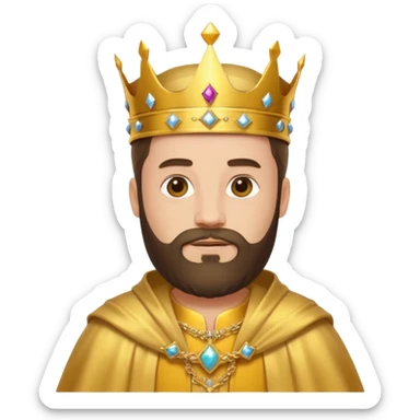 King – Bearded man with golden crown and robe sticker