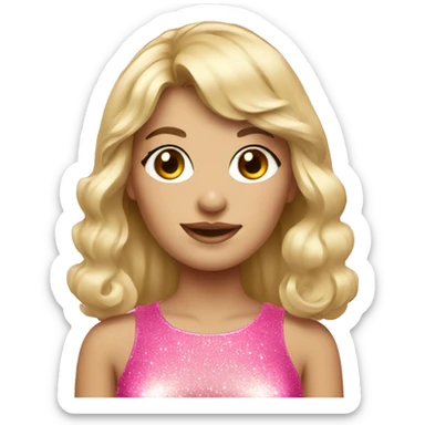 blonde girl with bangs in sparkly pink mini dress sticker
