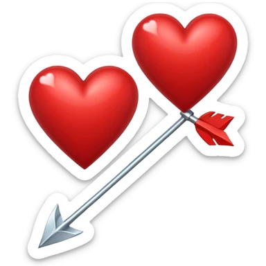 2 red hearts pierced by Cupid's arrow sticker