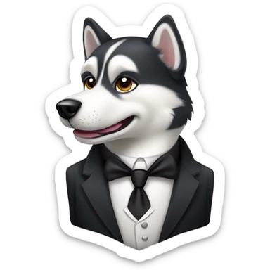 Husky dog wearing tuxedo with mustache  sticker