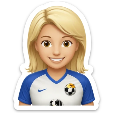 blond soccer girl, smiling, in action sticker