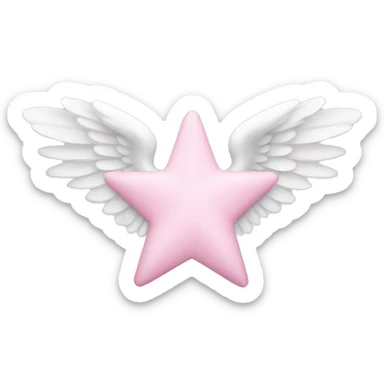 Light pink star with white angel wings sticker