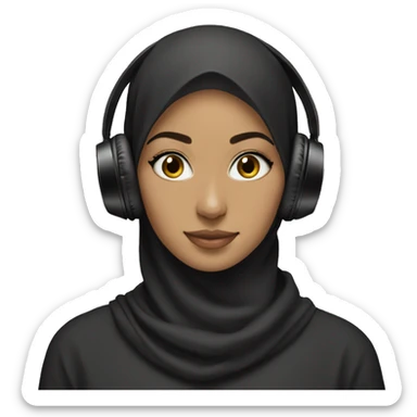 Hijabi with black and white headphone sticker