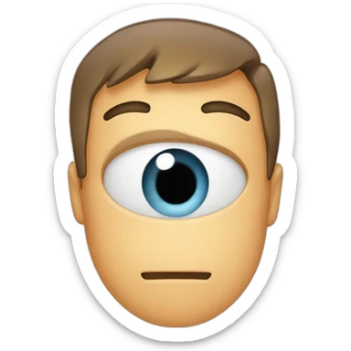 face with "peeking" eye sticker