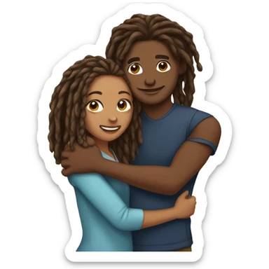 brown skin female hugging lightskin male with locs sticker