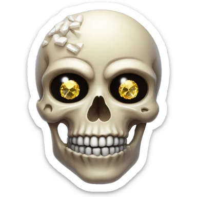 skull with a brain in it and gems as eyes  sticker