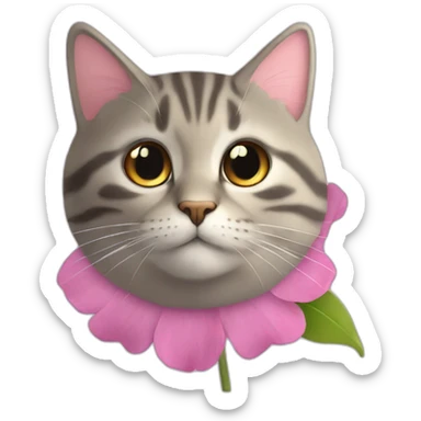 Chat sur un fleure sticker