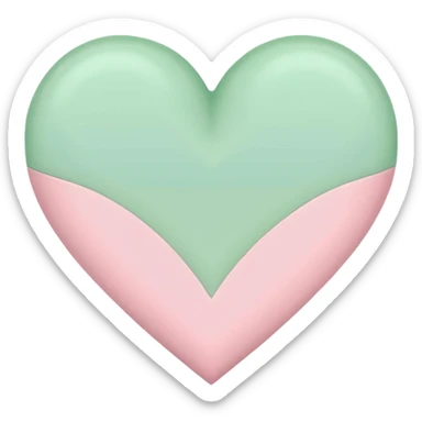 A half pastel green half pastel pink heart sticker