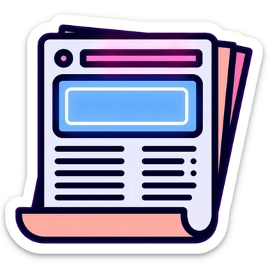 newspaper with breaking news headline, neon glow effect, blue neon glow on top left, purple neon glow on bottom right sticker