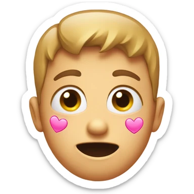 A shy emoji with pink heart  sticker