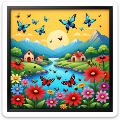 🎨Donde danzan las mariposas y los colibrís y entre las 💐flores y la 🏞️naturaleza las 🐝abejas bebiendo el néctar de las flores polinizando the 🐞ladybug rojo divino entre los jardines de pintorescos y majestuosos colores sticker