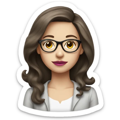 pale Brunette girl with glasses with pink lips sticker