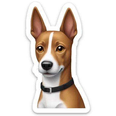 create an emoji of a black and white basenji female dog sticker