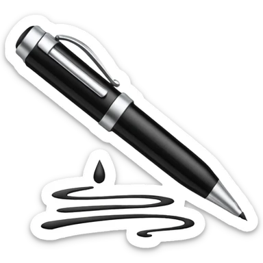 Emoji iOS d’une signature manuscrite : un petit gribouillage fluide au trait fin, style signature rapide au stylo. sticker
