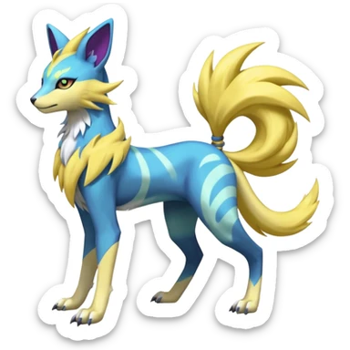 Feral Meloetta-Renamon-Zeraora-Luxray-Cobalion-Suicune-Vernid-fusion-hybrid-creature, full body  sticker