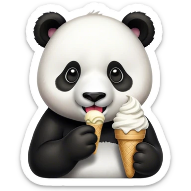 Panda eating ice cream sticker