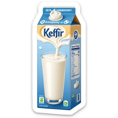 Fermented drinkable yoghurt-milk drink kefir in a tall carton   sticker