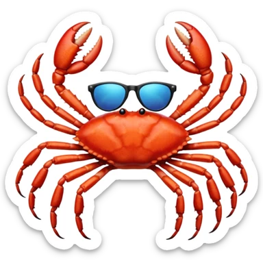 Female Alaska king crab with sunglasses  sticker