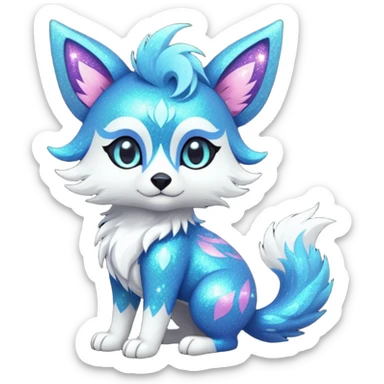Cool cute Kawaii edgy fantasy animal sparkle fursona Fionbri creature by griffsnuff & LiLaiRa & Falvie full body sticker