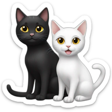 black cat and white cat sticker