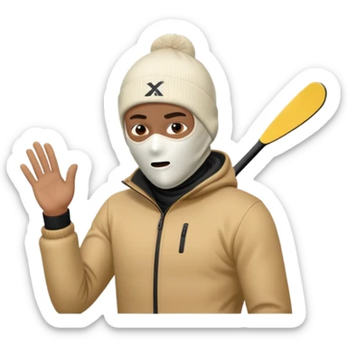 man with ski mask throwing up 4kt sticker