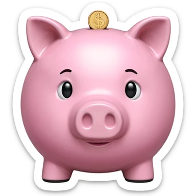 pink piggy bank with coin slot sticker
