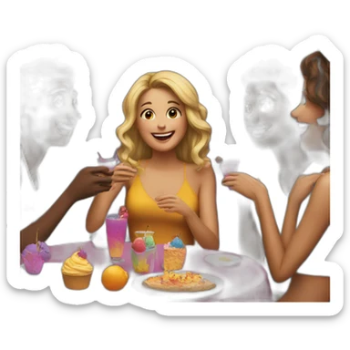 friends having a party sticker