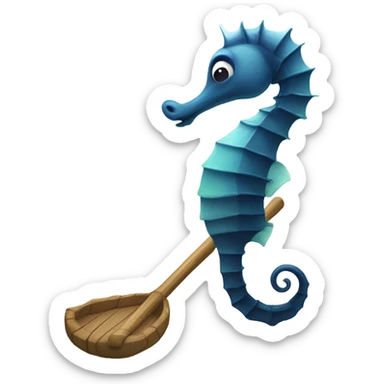 Seahorse holding an oar sticker