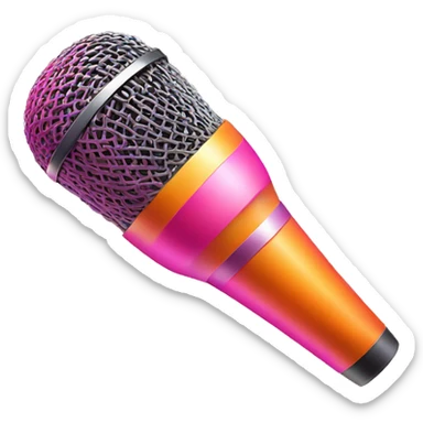 Orange and pink gradient shiny handheld microphone  sticker