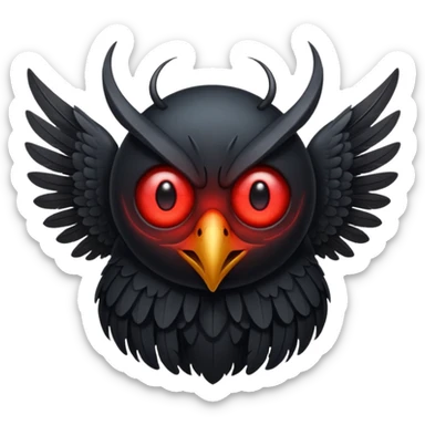 Create a scary emoji of the mothman with bright red eyes sticker