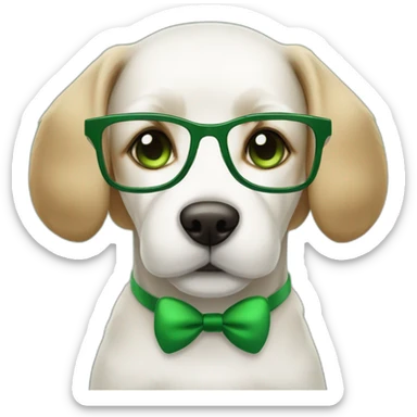 medium-bege-and-white-dog-with-green-eyes-and-glasses-and-green-bow sticker
