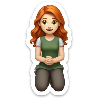 Redhead girl kneeling sticker