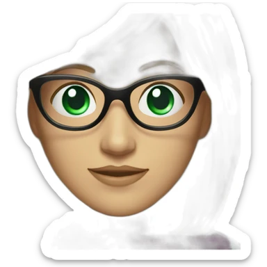 white-woman-with-gray-and-blonde-bob-emerald-eyes-and-glasses-wearing-colorful-shawl sticker
