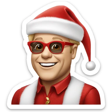 elton john with santa hat sticker