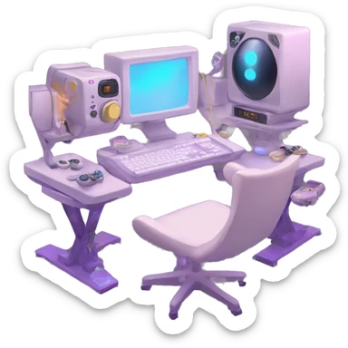 Aesthetic light gaming set up sticker