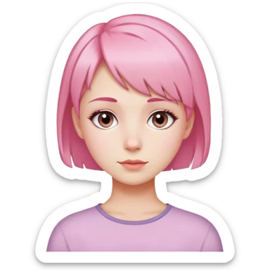 A fair-skinned girl with short pink hair and no bangs. sticker