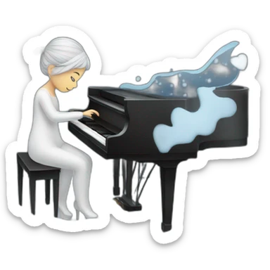 Piano girl playing with the winter inside her heart sticker