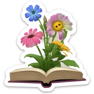 Books and flowers sticker