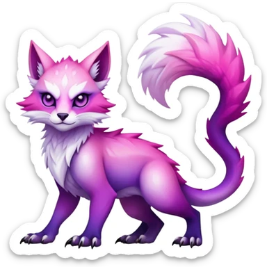 Cool Edgy Purple-pink-white-gradient ethereal badass Fionbri-Vernid-Trico-animal-creature full body sticker