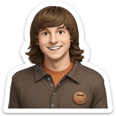 brown haired boy smiling sticker