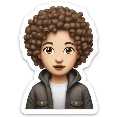 Rainbow colored perm hair
Big eyes
White face
High nose sticker