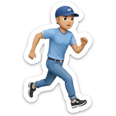 Man in plane clothes running after hyundai ionic sticker