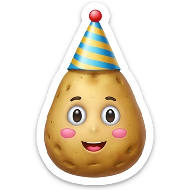 potato wearing party hat sticker