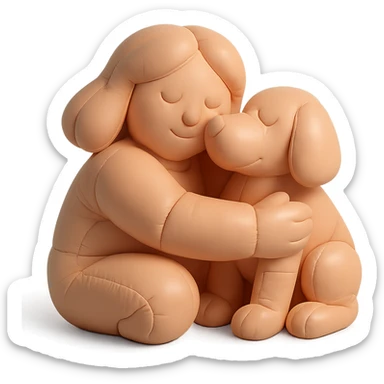 Woman hugging dog sticker