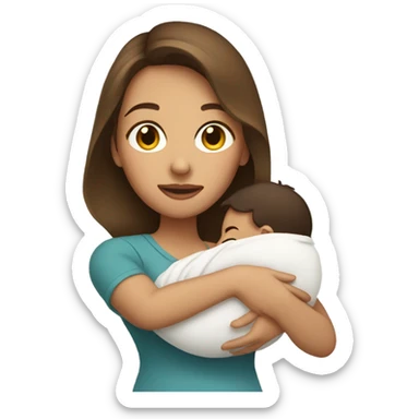 Light brunette mom with newborn boy sticker