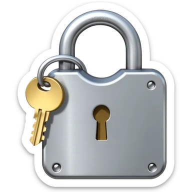Closed padlock with a key inserted into it sticker