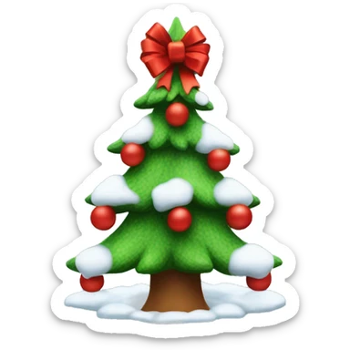 Christmas Tree with snow and red bows  sticker