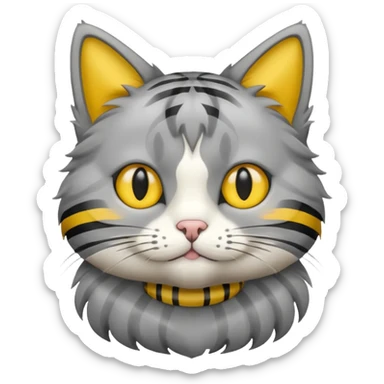 Cat grey and yellow sticker