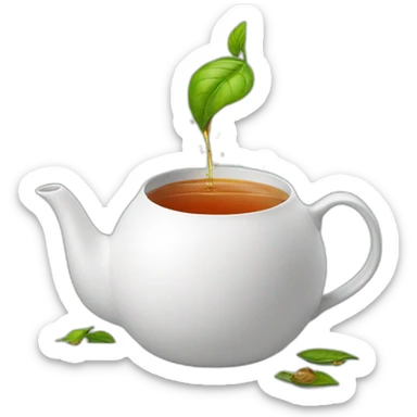 tea spilling from a teapot sticker